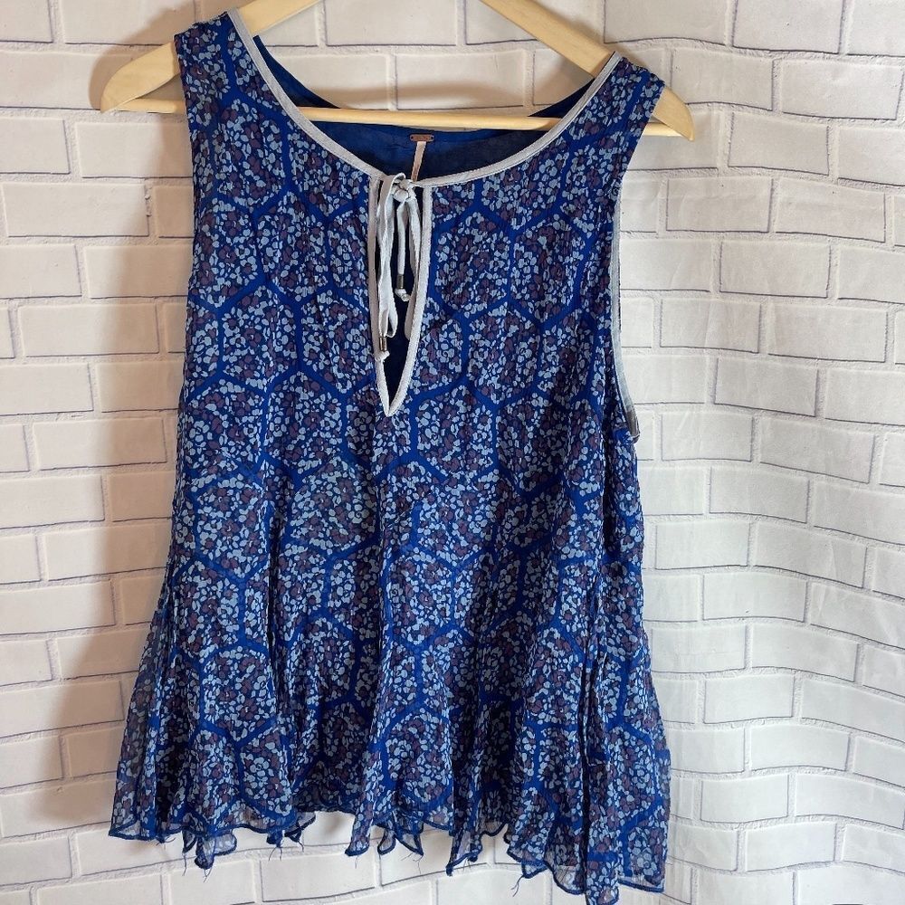 Free People‎ Blue Print Tunic Sz M